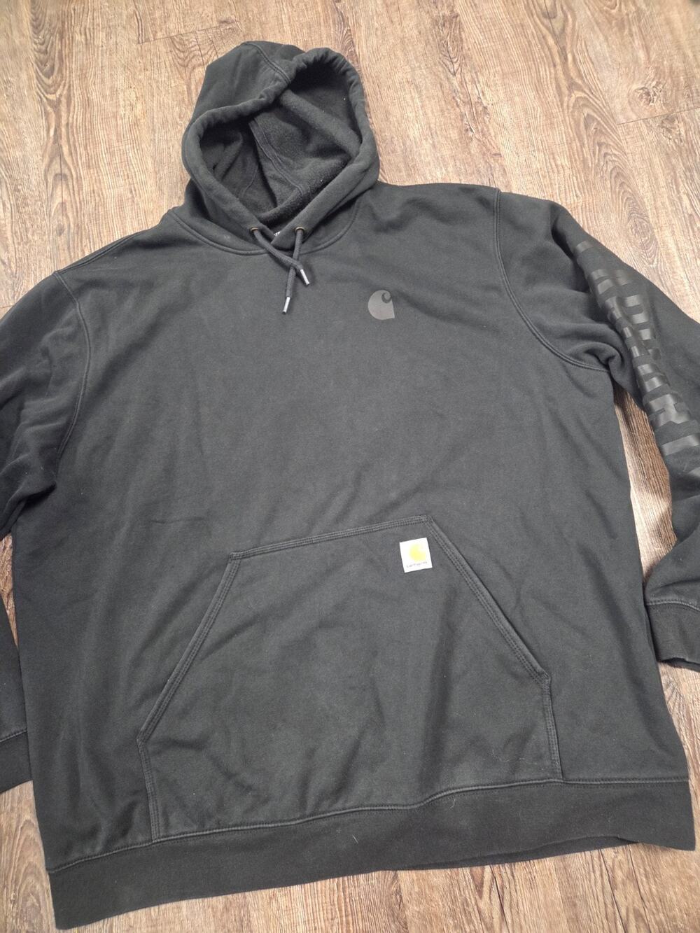 Carhartt 105490 Rain Defender Solid Black Hoodie Sweatshirt Loose Fit 2XL